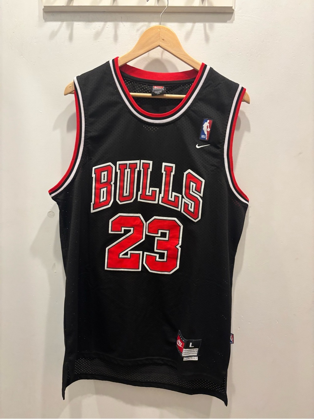 Nike Black and Red Bulls #23 Basketball Jersey